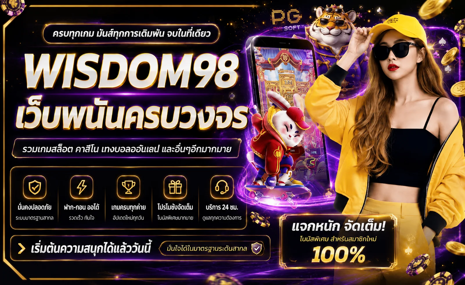 บริการเกมครบวงจร WISDOM98 บนมือถือ